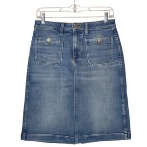 Banana Republic Denim Mini Skirt Medium Wash Blue Patch Pockets Size 6 NWT